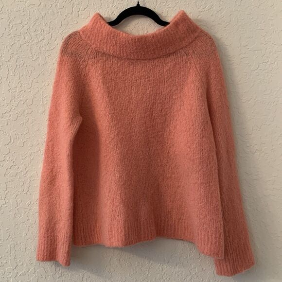 Anthropologie Sweaters - Anthropologie Moth Sweater Fuzzy Chunky Knit M Pink Mock Neck Wool Alpaca Preppy